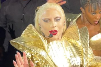 Lady Gaga Gleams in Massive 3D Gold Dress at Chromatica Ball Tour – Footwear News