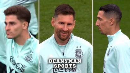 Lionel Messi, Julian Alvarez, Di Maria train with Argentina at Wembley Stadium ahead of Finalissima - YouTube