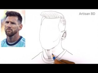 Pencil Drawing of Lionel Messi | Easy Pencil Sketch, Messi from PSG - YouTube