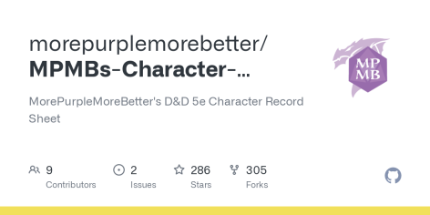 GitHub - morepurplemorebetter/MPMBs-Character-Record-Sheet: MorePurpleMoreBetter's D&D 5e Character Record Sheet