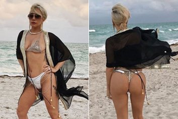 Lady Gaga Shows Off Her 'Peach' in Skimpy Bathing Suit