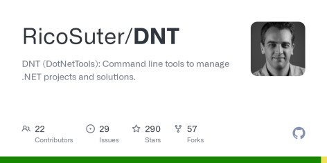 GitHub - RicoSuter/DNT: DNT (DotNetTools): Command line tools to manage .NET projects and solutions.
