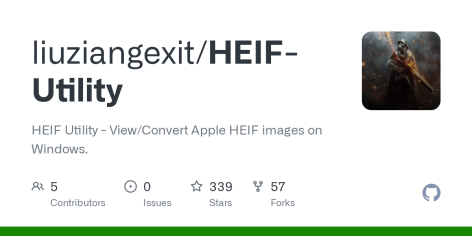 GitHub - liuziangexit/HEIF-Utility: HEIF Utility - View/Convert Apple HEIF images on Windows.