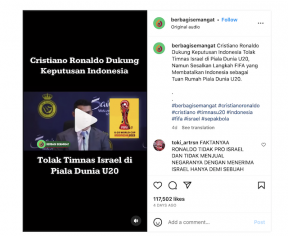 [Cek Fakta] Video Cristiano Ronaldo Dukung Indonesia Tolak Timnas Israel di Piala Dunia U-20? Ini Faktanya - Medcom.id