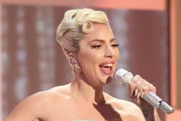 Lady Gaga Is a Jazz Powerhouse in Giant Bow Dress and Gold Pumps for Grammy Awards Performance