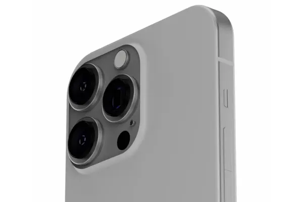 Render of silver model and black model of iPhone 15 Pro