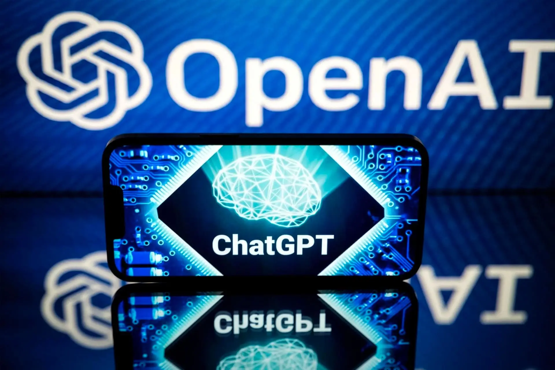 ChatGPT chat on iPhone with OpenAI Logo