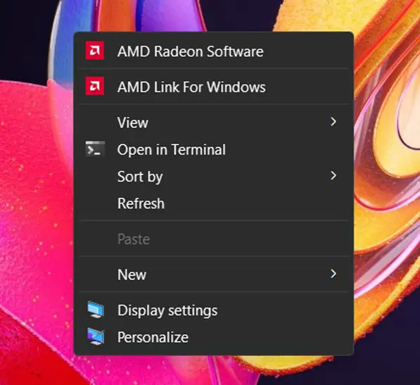 Classic Windows right-click menu