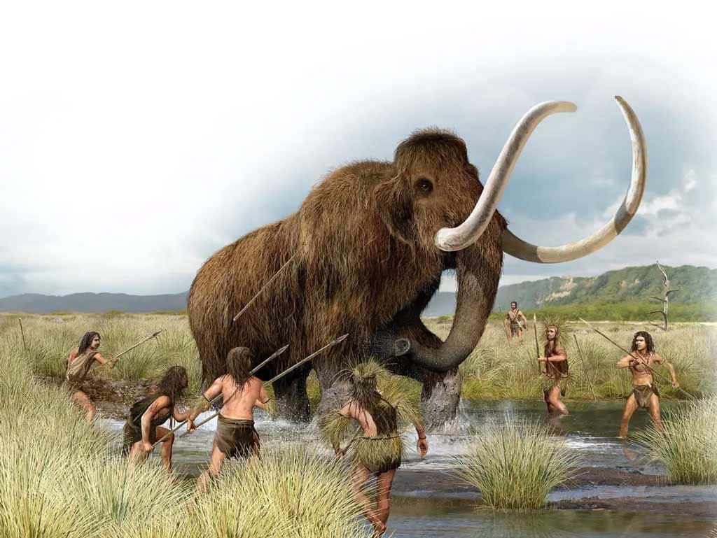 Uncontrolled hunting of animals such as woolly mammoths