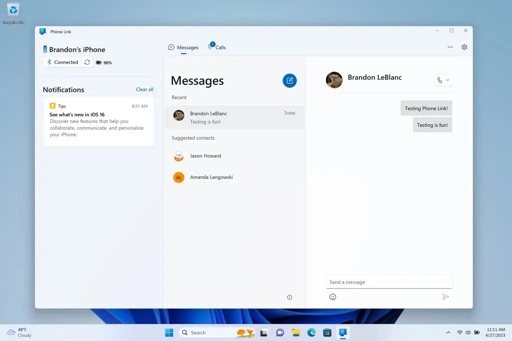 How to receive IMessage messages in Windows 11