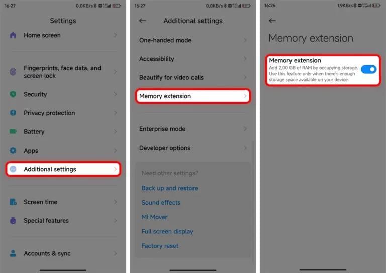 Activating Virtual RAM feature in Xiaomi smartphone