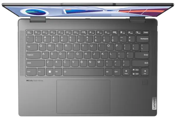 Lenovo Yoga 7 2023 laptop from the side view