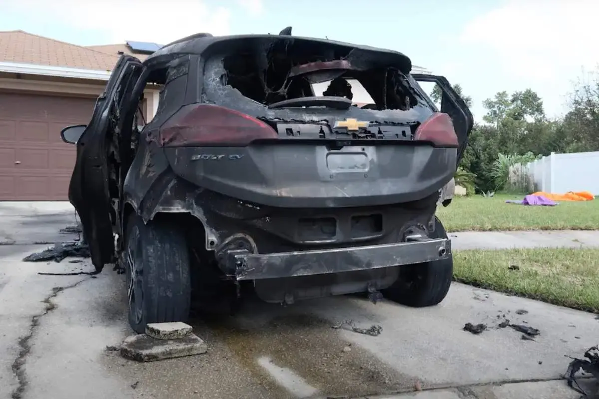 Burned Chevrolet Bolt Electric Car