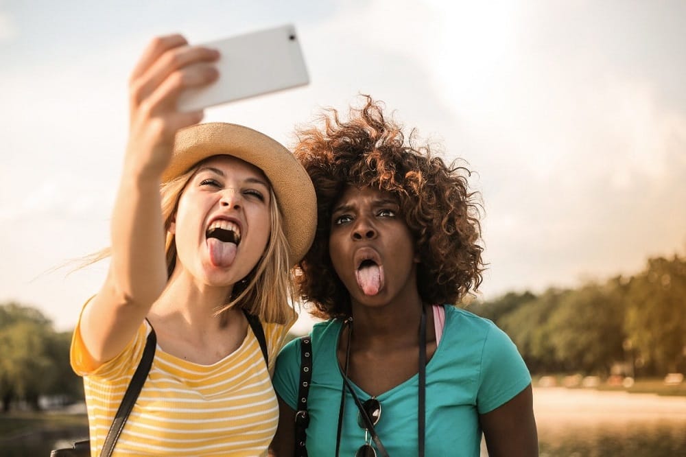 Selfie with his tongue out